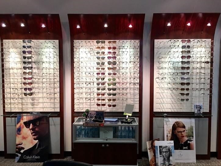 Multiple shelves with glasses